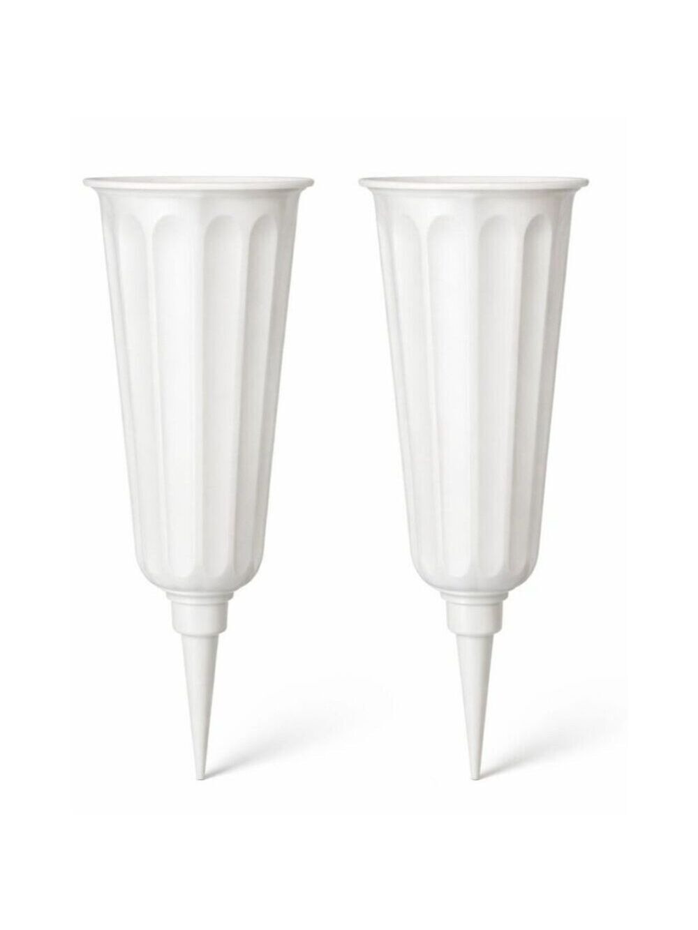 Cemetery Vase with Spike Grave Vase for Flowers White Memorial Vase Set